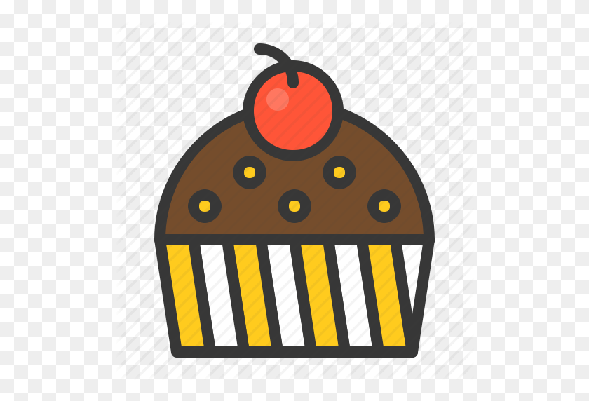 512x512 Bakery, Cake, Chocolate, Cupcake, Dessert, Muffin, Sweets Icon - Chocolate Cupcake Clipart