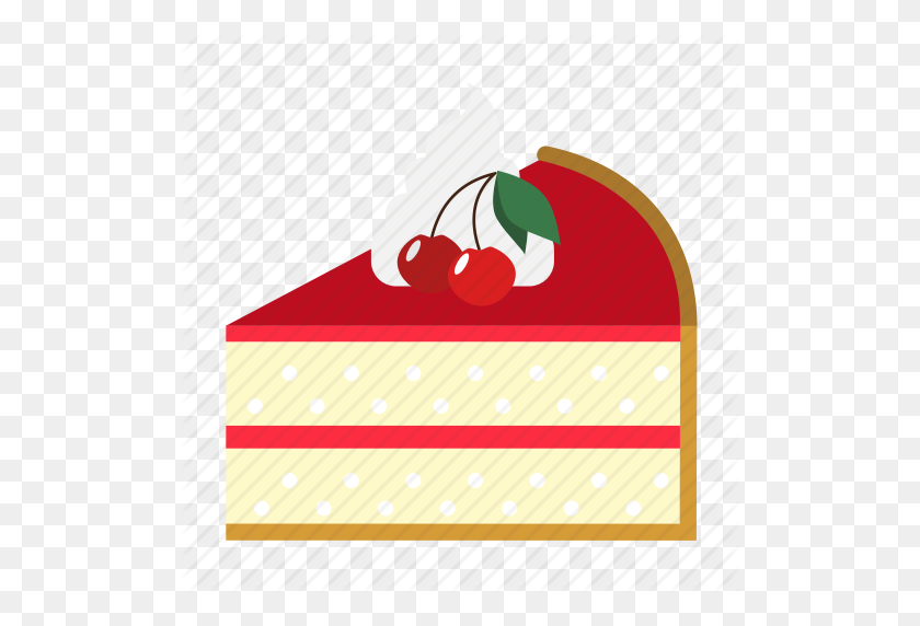 512x512 Bakery, Cake Slice, Cherry, Dessert, Food, Pie, Sweets Icon - Slice Of Cake Clipart