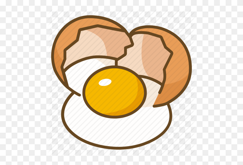 512x512 Пекарня, Кулинария, Треснувшее, Яйцо, Значок Ингредиента - Треснувшее Яйцо Клипарт
