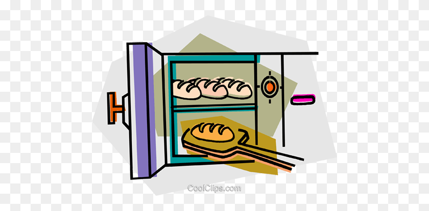 480x354 Baking Bread In An Oven Royalty Free Vector Clip Art Illustration - Oven Clipart