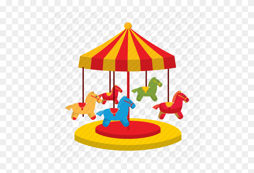 512x512 Balance, Carousel, Cartoon, Childhood, Fun, Horses, Park Icon - Carousel PNG