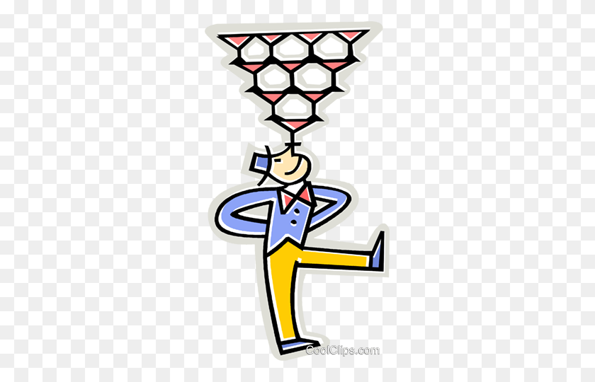261x480 Balancing Champagne Glasses On His Nose Royalty Free Vector Clip - Champagne Clipart