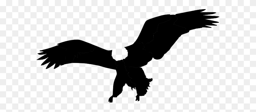600x308 Águila Calva Clipart Silueta Negra - Silueta De Águila Png