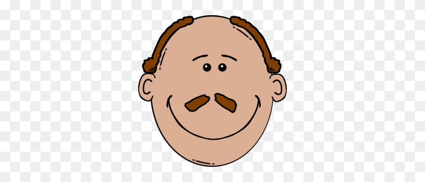 294x300 Bald Man Face With A Mustache Clip Art - Male Face Clipart