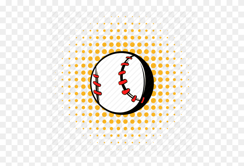 512x512 Ball, Baseball, Comics, Halftone, Softball, Sport, Team Icon - Baseball Ball PNG