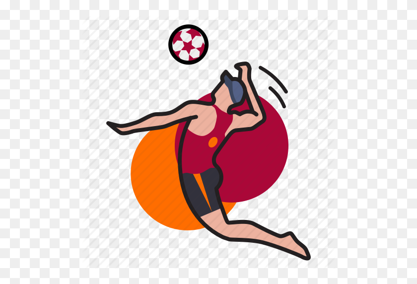 512x512 Ball, Blocking, Game, Jump, Spiking, Sport, Volleyball Icon - Volleyball Spike Clipart