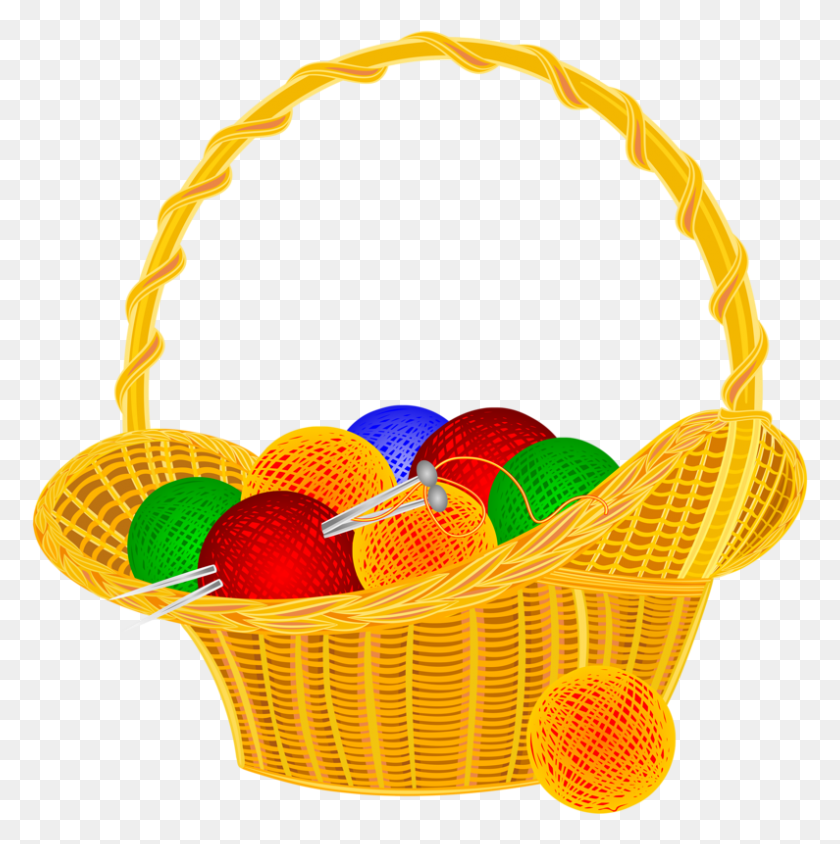 795x800 Ball Of Wool In Basket Vector - Picnic Basket PNG