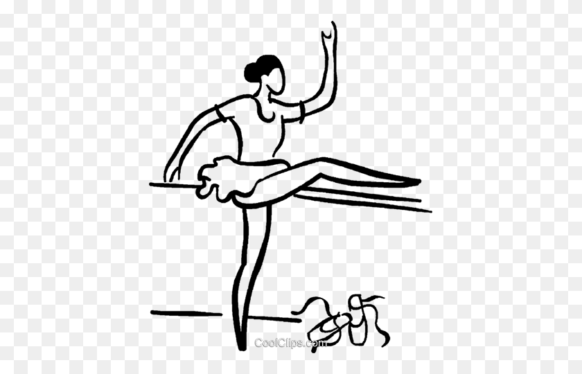 409x480 Ballerina Stretching Royalty Free Vector Clip Art Illustration - Stretching Clipart