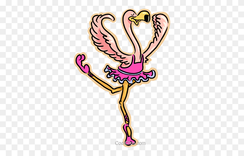 332x480 Ballet Dancing Flamingo Royalty Free Vector Clipart Illustration - Flamingo Clipart Png