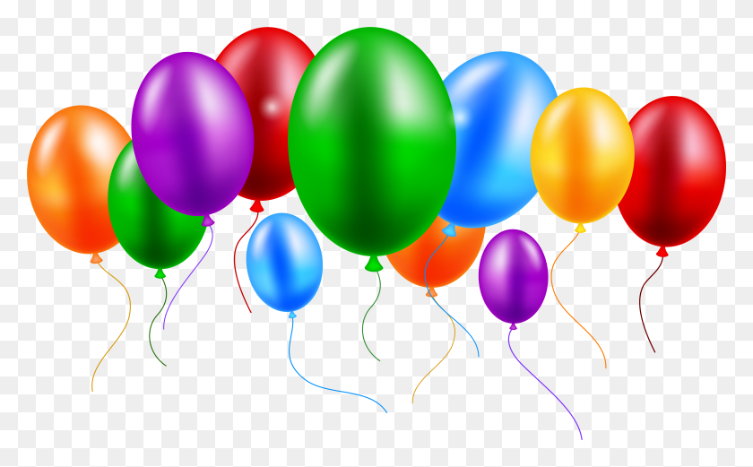7771x4596 Balloons Colorful Png Clip Art - Birthday Balloons Clipart