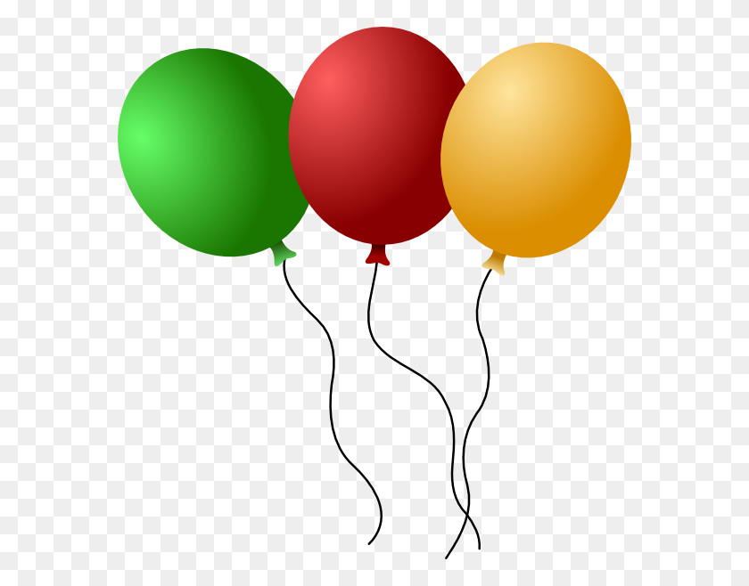 576x598 Balloons Png, Clip Art For Web - Gold Balloons Clipart