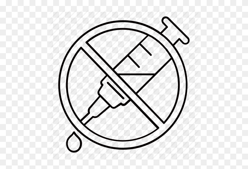 512x512 Ban, Drugs, Inject, Intravenous, No, Prohibit, Syringes Icon - No Drugs Clipart