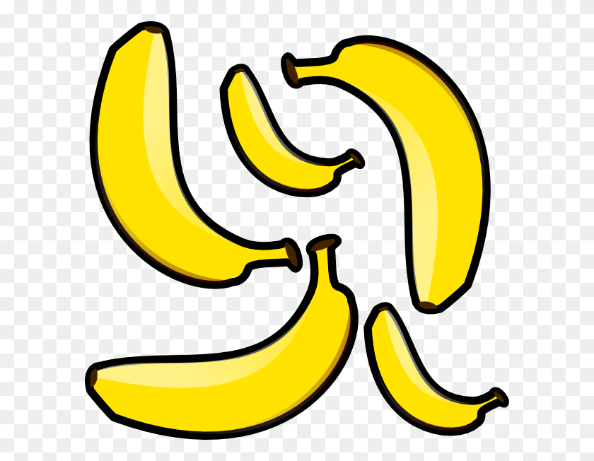 600x592 Группа Мультяшных Изображений Бананов С Элементами - Клипарт «Закройте Дверь»