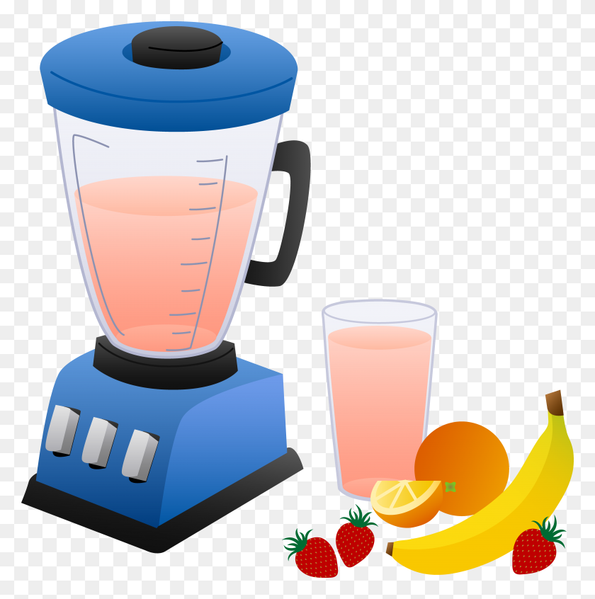 6591x6643 Banana Strawberry Milk Smoothie Picture - Healthy Breakfast Clipart