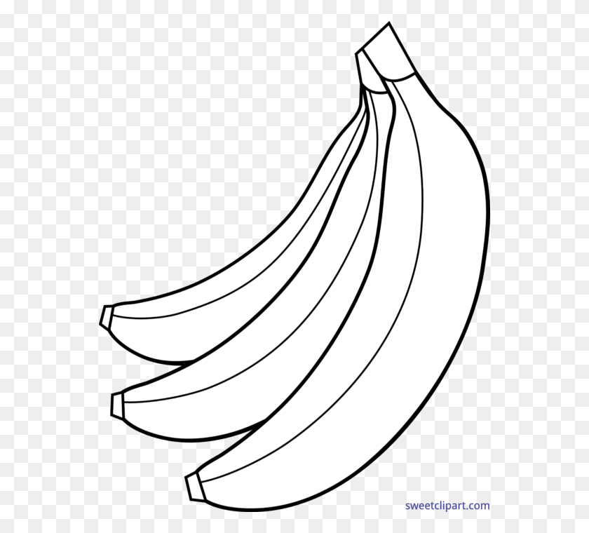 558x700 Bananas Bunch Lineart Clipart - Popsicle Clipart Black And White