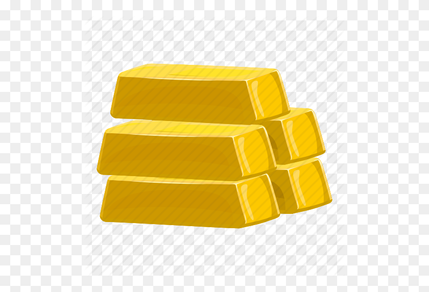 512x512 Bank, Bar, Cartoon, Gold, Metal, Reserve, Savings Icon - Gold Bar PNG