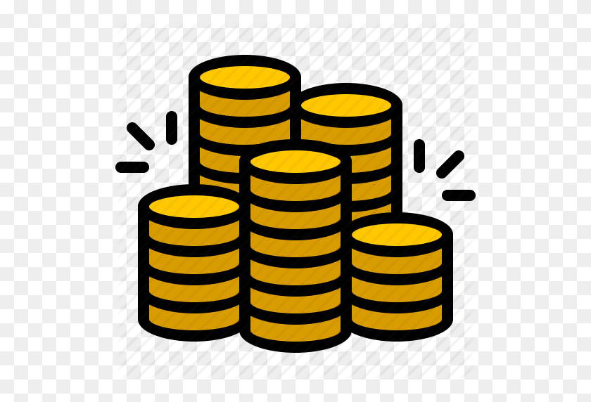 512x512 Bank, Coin, Currency, Finance, Gold, Money, Pile Icon - Pile Of Money PNG