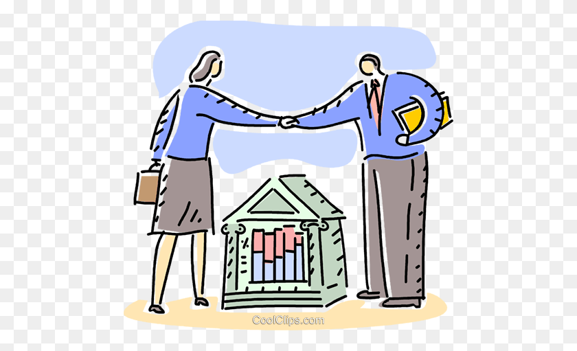 480x451 Banking Shaking Hands After A Loan Royalty Free Vector Clip Art - Loan Clipart