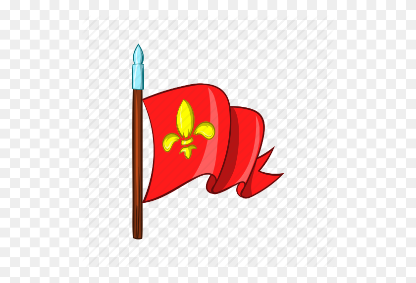 512x512 Bandera, Batalla, Dibujos Animados, Bandera, Caballero, Medieval, Icono Rojo - Bandera Medieval Png