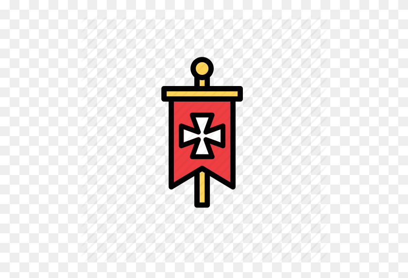 512x512 Banner, Cross, Flag, Medieval, Middle Ages, Standard, Times Icon - Medieval Banner PNG
