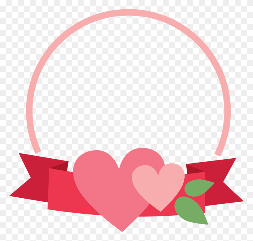 1024x975 Banner Heart Frame Cookie Cutter Sheyb - Heart Banner Clip Art