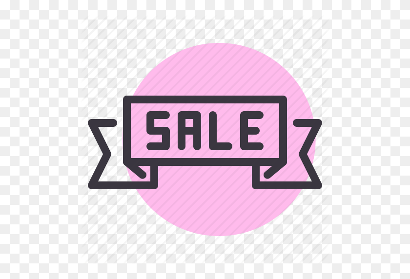 512x512 Баннер, Продукт, Лента, Распродажа, Магазин, Значок Покупок - Розовый Баннер Png
