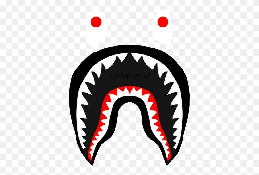 391x507 Логотип Bape Верховный Hypebeast Зубы Акулы Купание Глаза - Зубы Акулы Клипарт