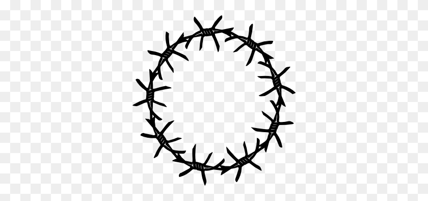 320x334 Barb Wire Clipart Wreath - Barbed Wire Fence PNG