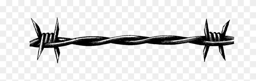 1383x365 Barb Wire Digital Stamp Png - Barbed Wire Fence PNG