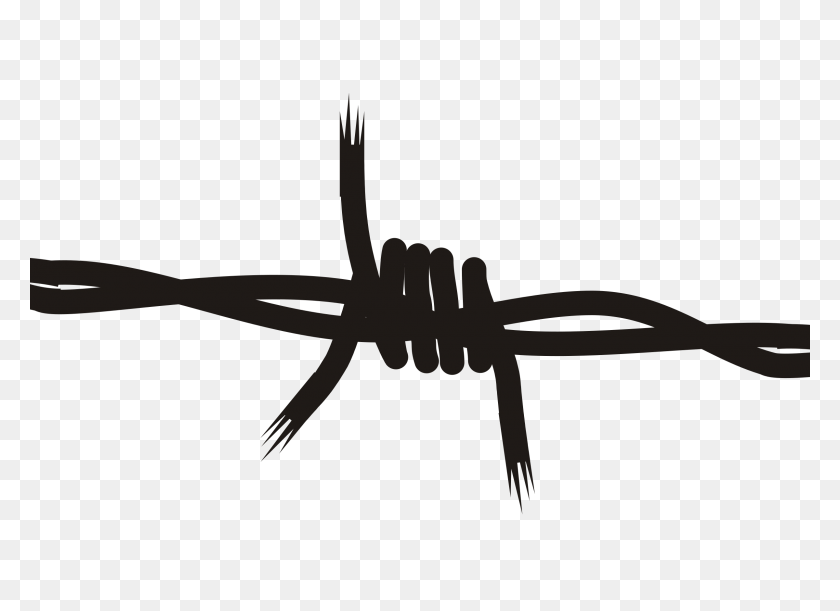 2400x1697 Barbed Wire Clipart Military - Fence Clipart Black And White