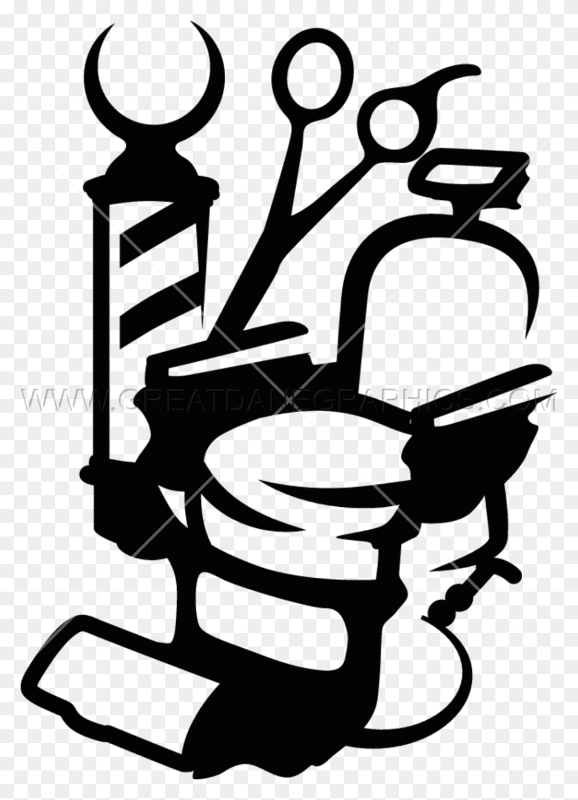 825x1167 Barber Chair Production Ready Artwork For T Shirt Printing - Barber Clipart Black And White