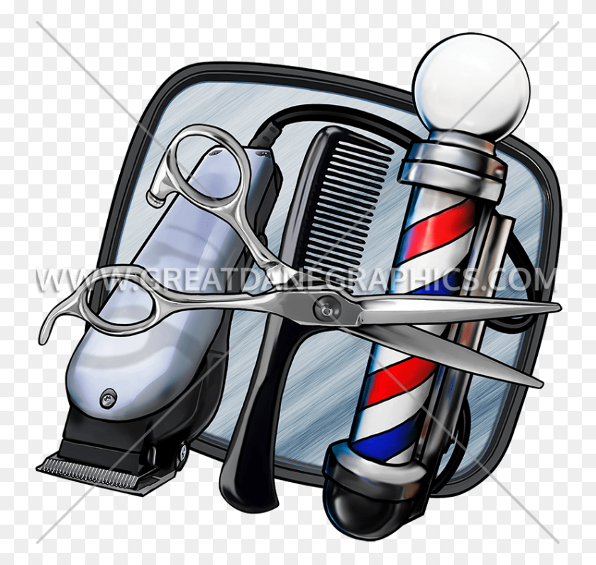 825x780 Barber Tools Production Ready Artwork For T Shirt Printing - Barber Clipart