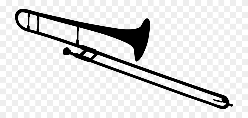 738x340 Cuerno Barítono Marchando Bombardino Instrumentos De Viento Musical - Trompeta De Imágenes Prediseñadas En Blanco Y Negro