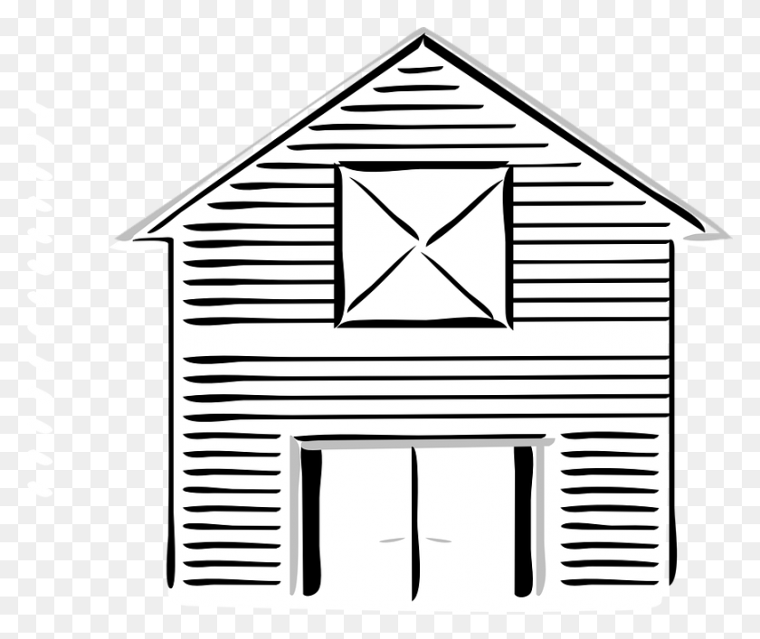 868x720 Barn Outline Free Vector Graphic Barn High White Front Closed - Free Rustic Clipart