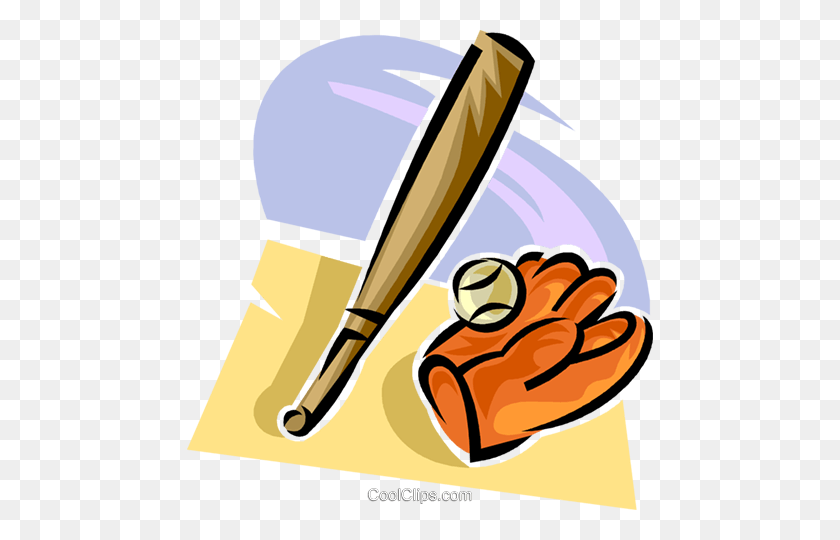 466x480 Baseball Bat And Glove Royalty Free Vector Clip Art Illustration - Free Baseball Bat Clipart