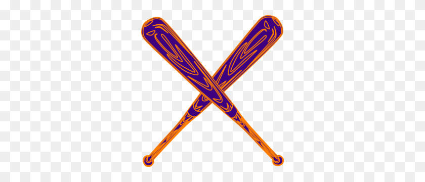 282x300 Baseball Bat Purple And Orange Clip Art - Softball And Bat Clipart