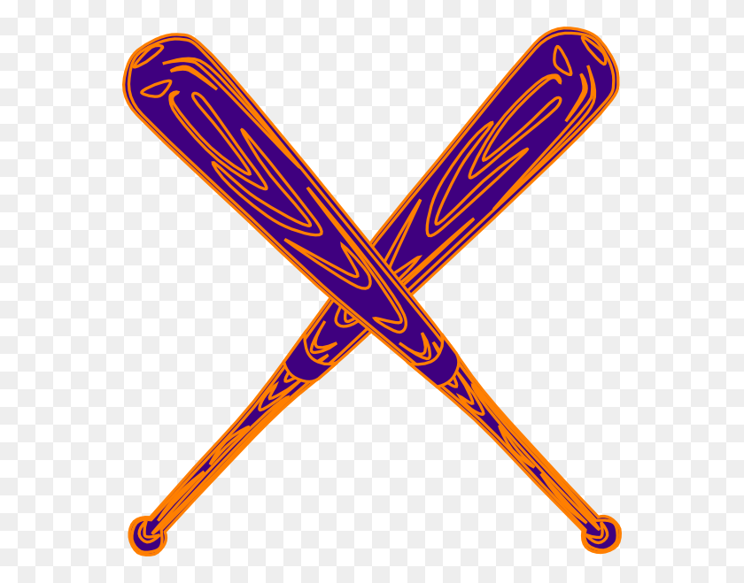 564x599 Бейсбольная Бита Фиолетовый И Оранжевый Клипарт - Логотип Бейсбол Png