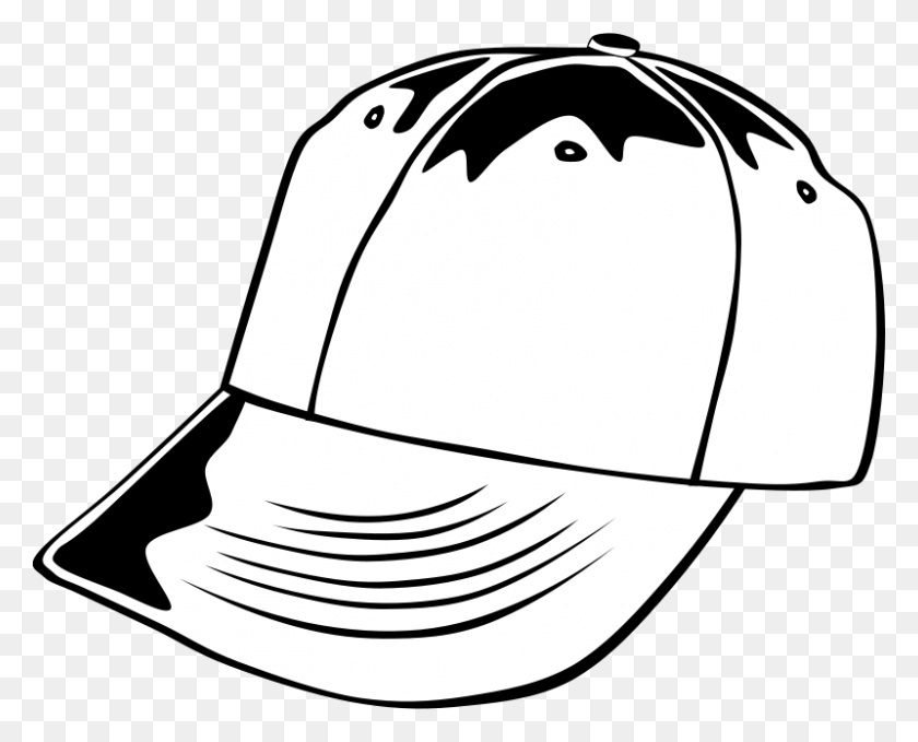 800x635 Baseball Cap - Clothes Clipart Black And White