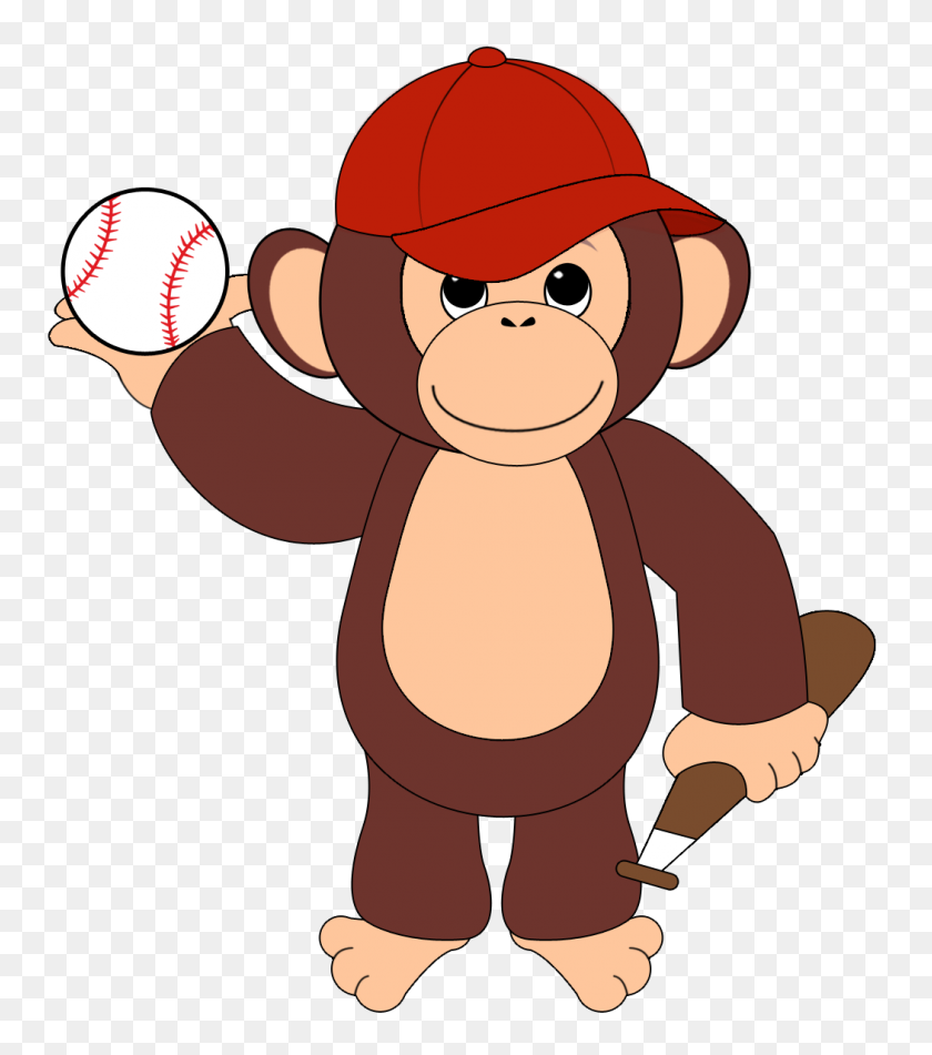 1050x1200 Baseball Clipart Monkey - Playing Baseball Clipart