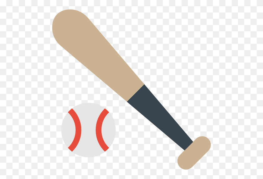 512x512 Baseball Flat Icon - Baseball Bat And Ball Clipart