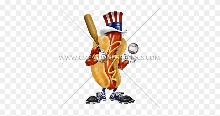 385x385 Baseball Hotdog Production Ready Artwork For T Shirt Printing - PNG Baseball