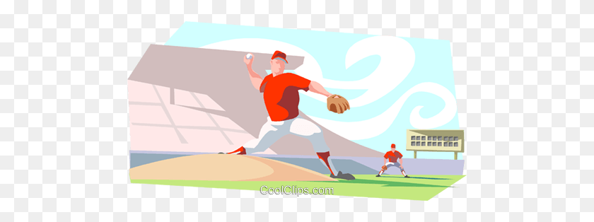480x254 Baseball Pitcher Throwing Ball Royalty Free Vector Clip Art - Baseball Ball Clipart