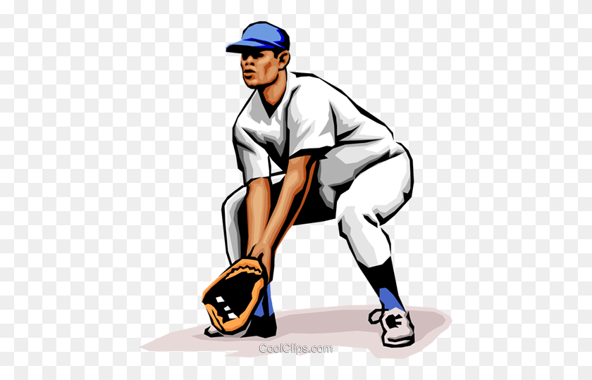 445x480 Baseball Player Fielding The Ball Royalty Free Vector Clip Art - Baseball Images Clip Art