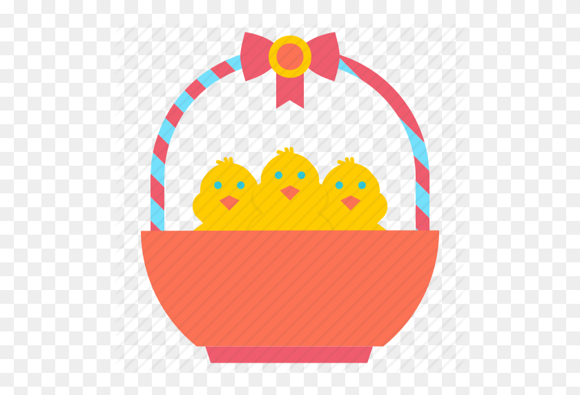 512x512 Basket, Bow, Chicken, Chickling, Easter, Gift, Ribbon Icon - Gift Basket Clip Art