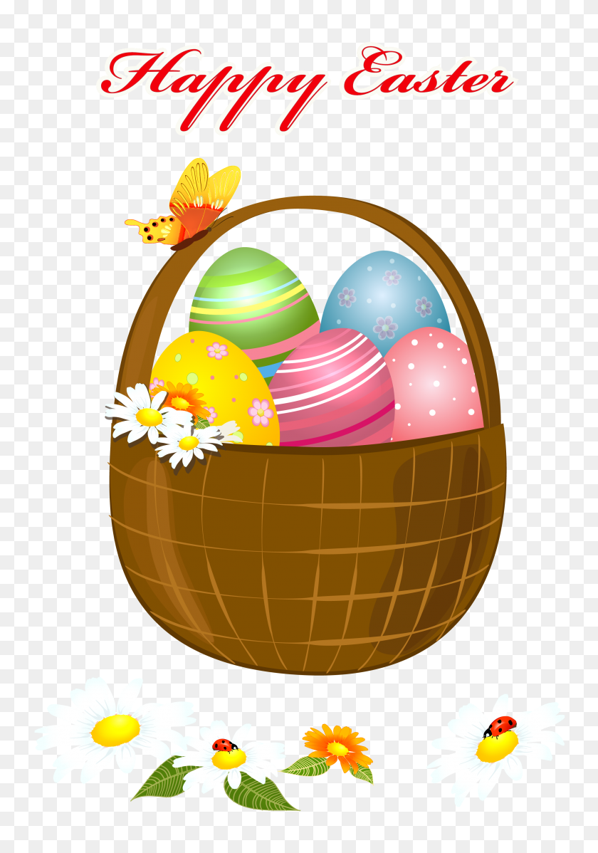 2591x3783 Basket Clipart Happy Easter - Thanksgiving Basket Clipart