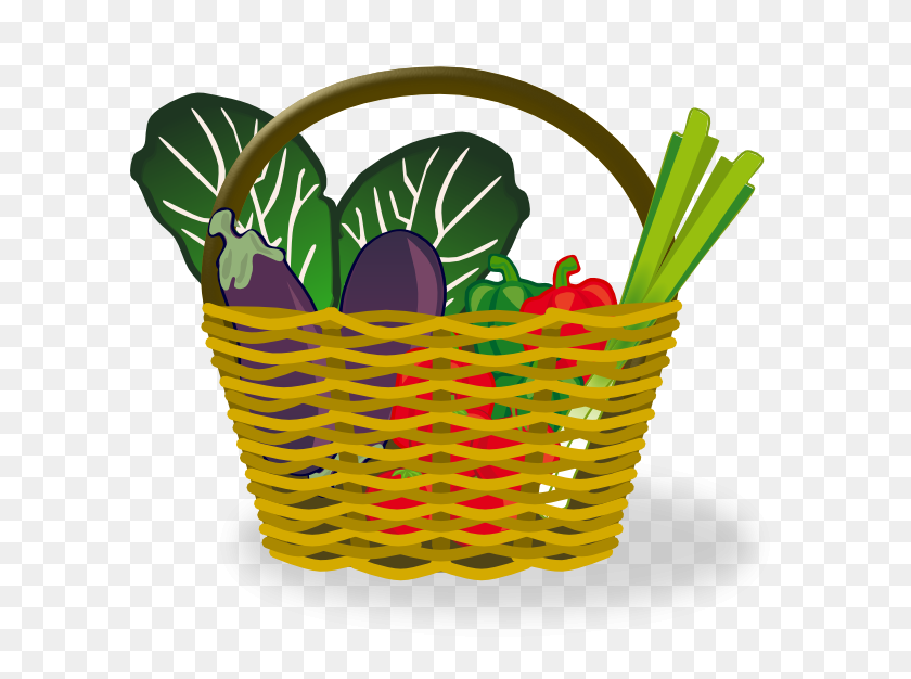 600x566 Basket Of Vegetables Clip Art - Food Donation Clipart