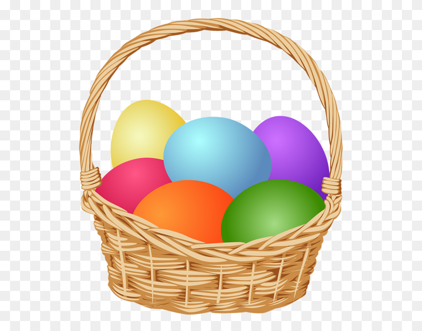 532x600 Basket With Easter Eggs Clip Art - Basket Clipart Free