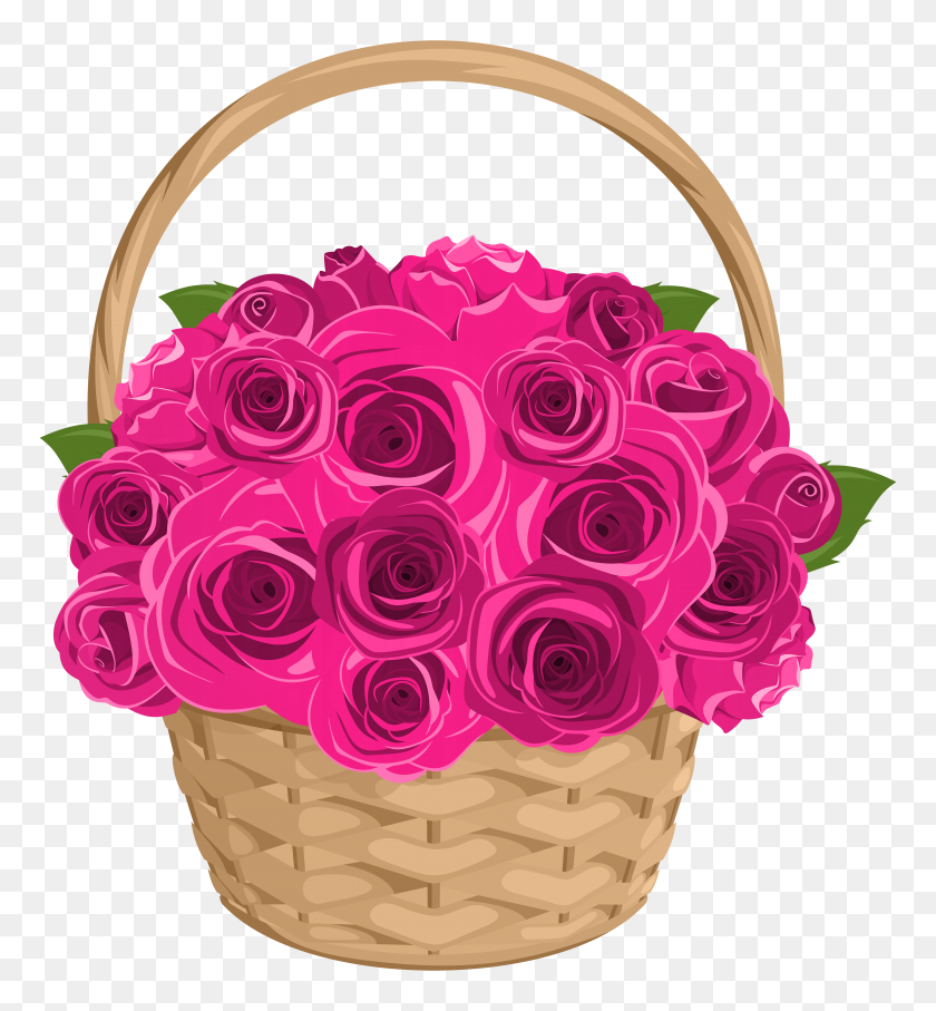 5521x6000 Basket With Roses Transparent Png Clip - Coffee Clipart Transparent Background