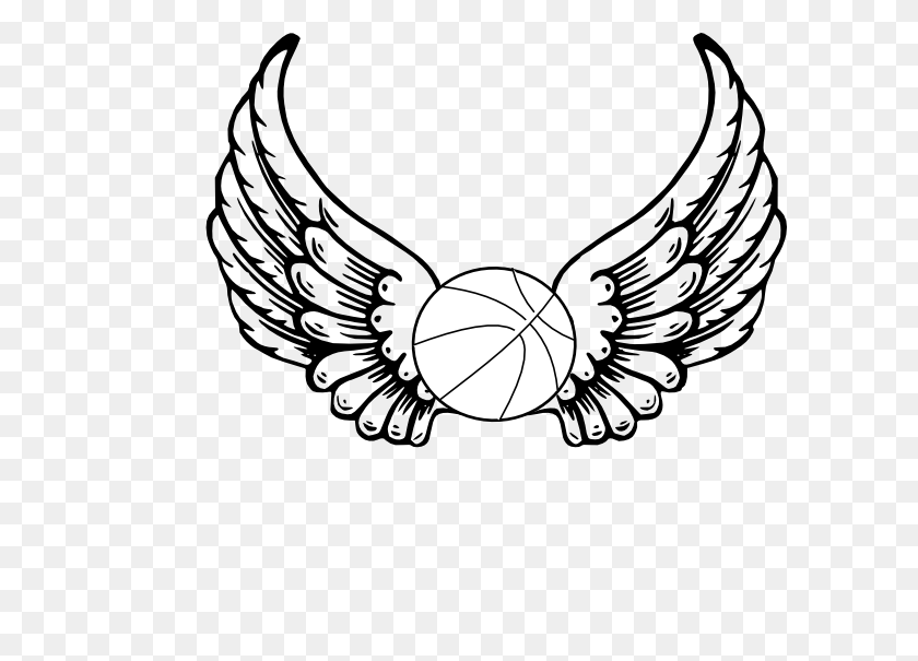 600x545 Basketball Angel Wings Clip Art - Eagle Wings Clipart