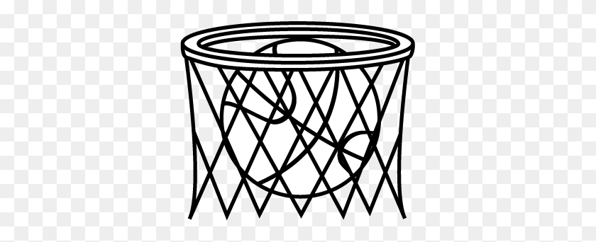 331x282 Баскетбол Черно-Белый Черно-Белый Баскетбол В Сетке Клип - Swish Клипарт